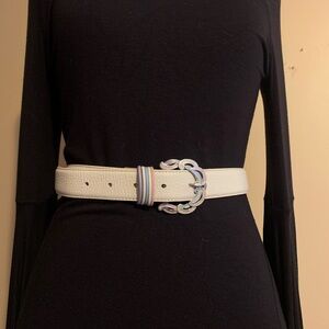 BRIGHTON ladies Vintage white genuine leather belt VGUC in size Large (34)